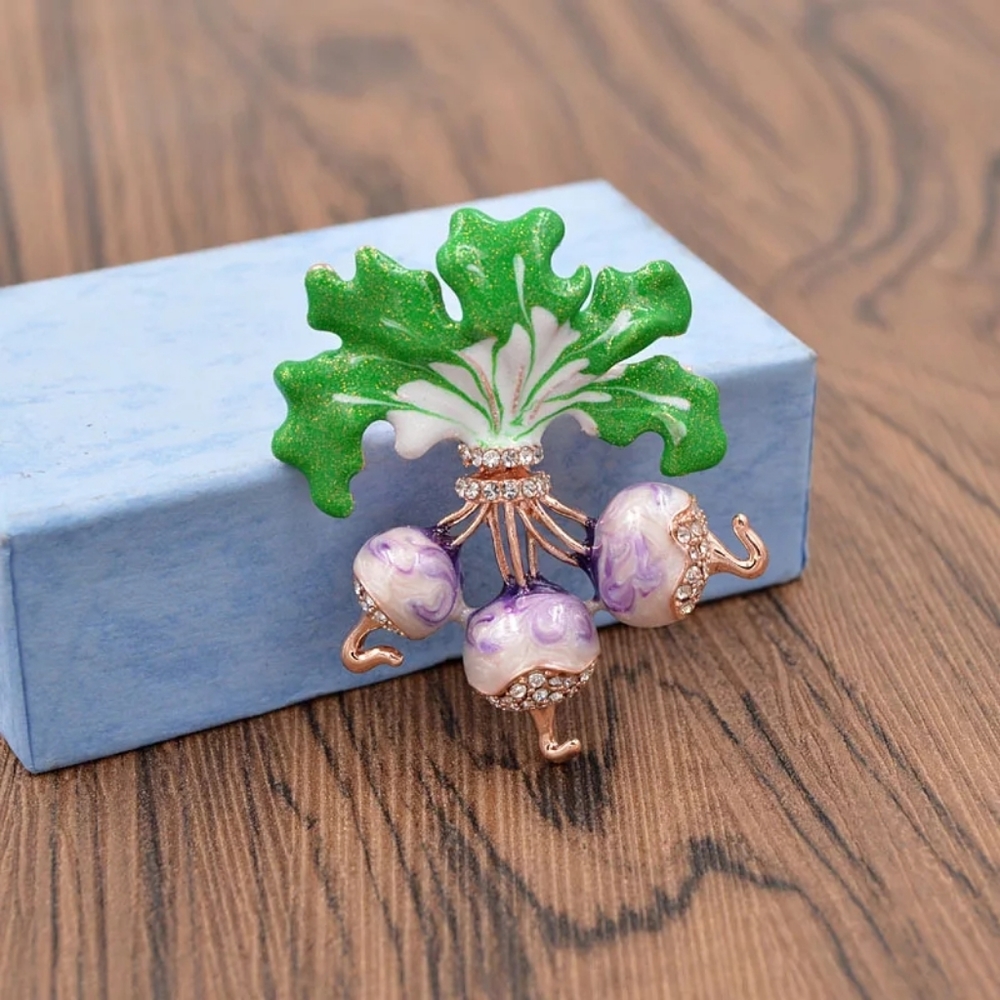 Radish Jeweled Brooch